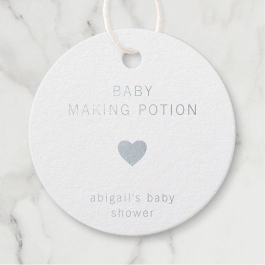 Baby Making Potion Modern Silver Foil Baby shower Bedankjes Labels (Voorkant)