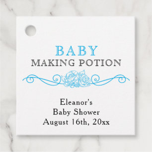 Baby Making Potion Modern Sky Blue Mini Fles Bedankjes Labels