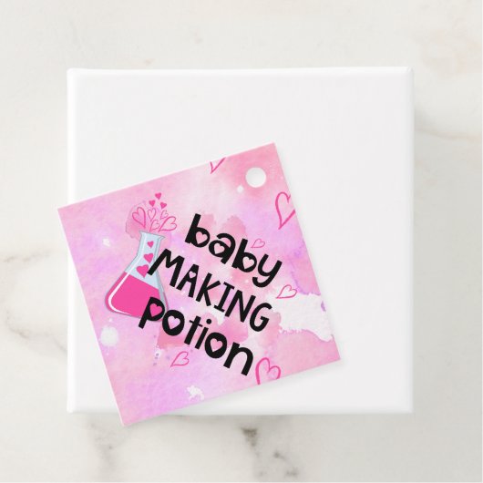 Baby Making Potion Roze Baby shower Bedankjes Labels (In situ)