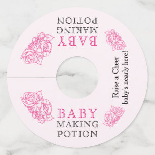 Baby Making Potion Roze Baby Shower Toast Wijnglaslabel