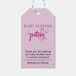 Baby Making Potion Roze Typografie Baby shower Cadeaulabel