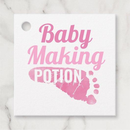 Baby Making Potion Roze Voetafdruk Douche Dank u Bedankjes Labels (Voorkant)
