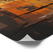 Baby & mama olifant genieten van zonsondergang, ku poster (Hoek)