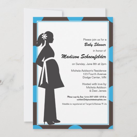 Baby Mama Shower Uitnodigingen (Blauw) (Voorkant)