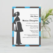 Baby Mama Shower Uitnodigingen (Blauw) (Staand voorkant)