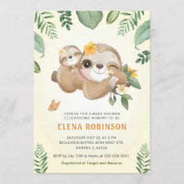 Baby Mama Sloth Oerwoud Genderneutraal Baby shower Kaart
