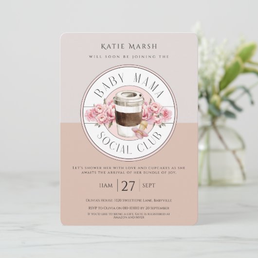 Baby Mama Social Club - Baby shower Kaart (Staand voorkant)