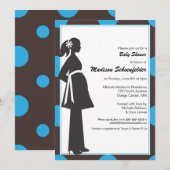 Baby mama-uitnodigingen (blauw) kaart (Voorkant / Achterkant)