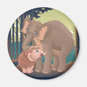 Baby Mammoth met zijn adoptie-olifant mam Magneet
