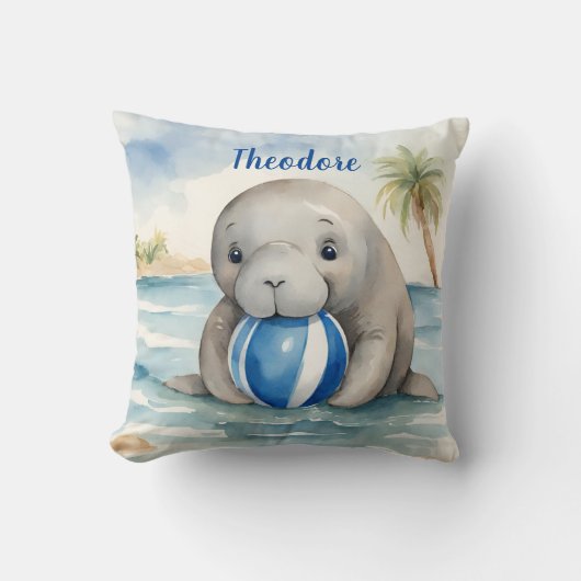 Baby Manatee Boys gepersonaliseerd Kussen (Voorkant)