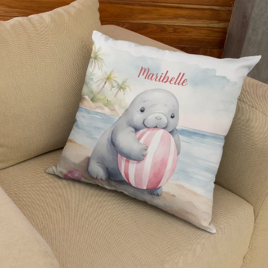 Baby Manatee Meisjes Gepersonaliseerd Kussen