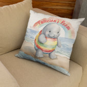 Baby Manatee Rainbow gepersonaliseerd Kussen