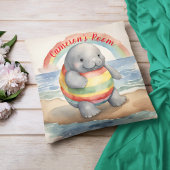 Baby Manatee Rainbow gepersonaliseerd Kussen