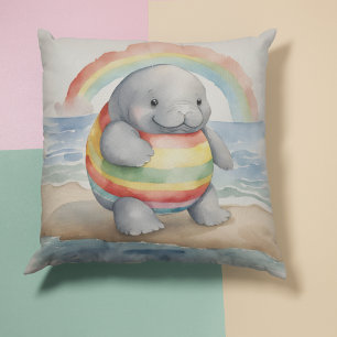 Baby Manatee Rainbow Kussen