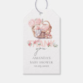 Baby mandje pastel roze gepersonaliseerd cadeaulabel (Voorkant)