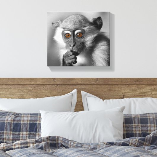 Baby Mangabey Monkey Canvas Afdruk (Insitu (Slaapkamer))