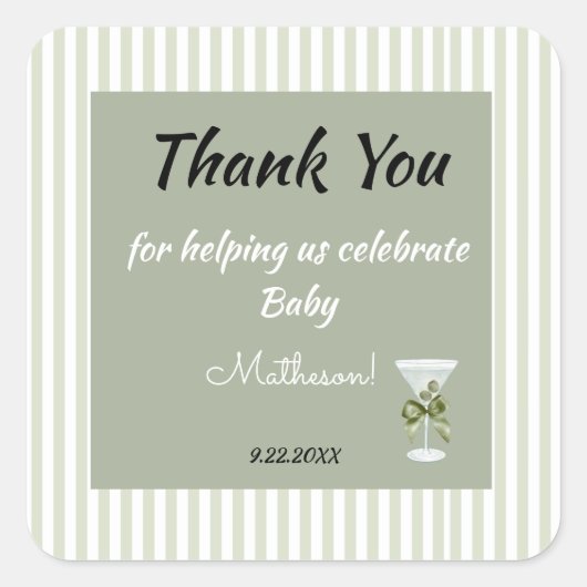 Baby Martini 'tini-een'  Vierkante Sticker (Voorkant)
