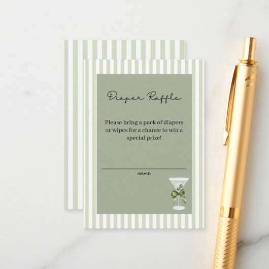 Baby Martini 'tini-one' Diaper Raffle Informatiekaartje (Voorkant / Achterkant in situ)