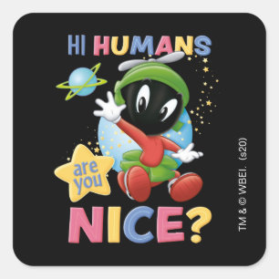 Baby MARVIN THE MARTIAN™  Hi Mensen Vierkante Sticker