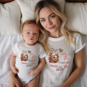 Baby Matchende Luiaard Onze Eerste Moederdag Samen Romper