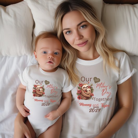 Baby Matchende Luiaard Onze Eerste Moederdag Samen Romper