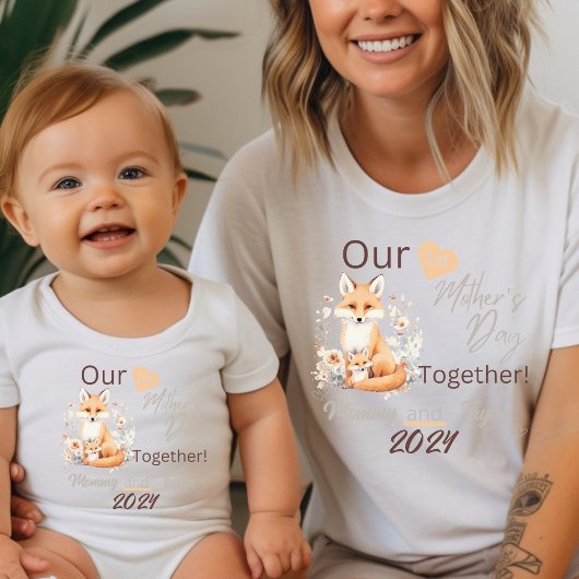 Baby Matchende Vos Ons Eerste Moederdag Samen Romper