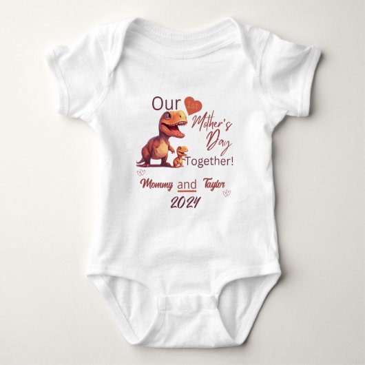 Baby Matching T-Rex Onze eerste Moederdag samen Romper (Voorkant)
