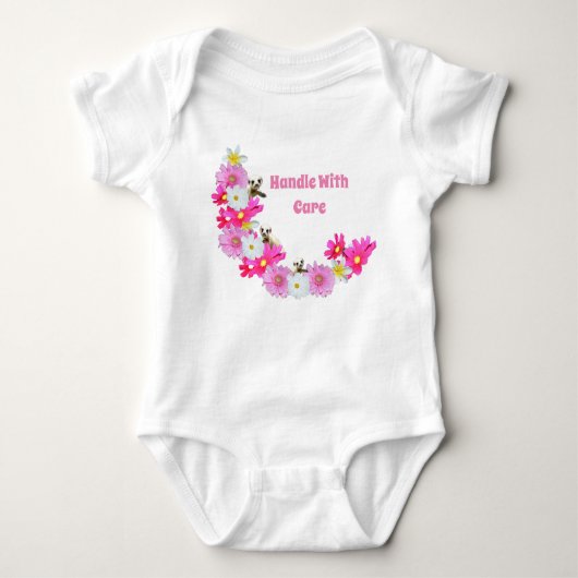 Baby Meerkat en bloemen, Baby-pak Romper (Voorkant)