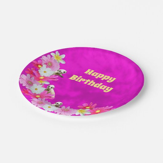 Baby Meerkat en bloemen, Borden van vogelpapier Papieren Bordje (Gekanteld)