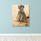 Baby Meerkat in de zand Canvas Afdruk (Insitu (Houten vloer))