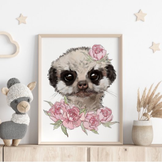 Baby Meerkat Roze Dierenposter | Muurprint Poster