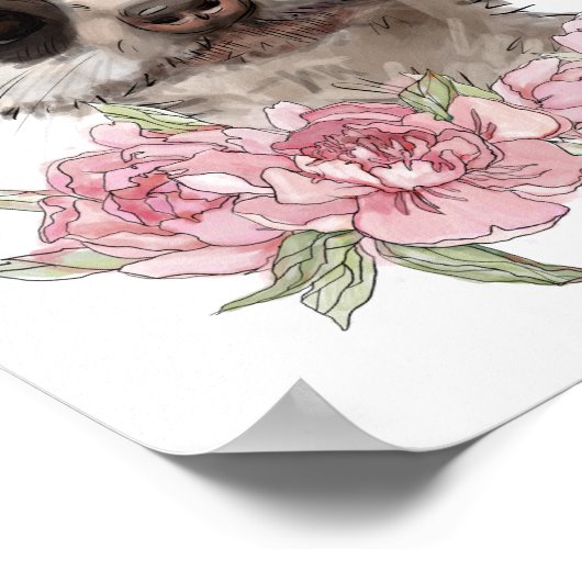 Baby Meerkat Roze Dierenposter | Muurprint Poster (Hoek)