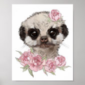 Baby Meerkat Roze Dierenposter | Muurprint Poster (Voorkant)