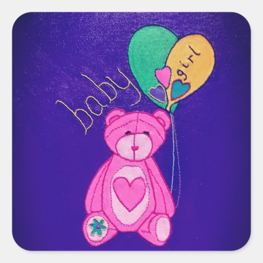 Baby meid vierkante sticker (Voorkant)