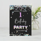 ** BABY MEISJE 1e eerste regenboog verjaardag Kaart (Staand voorkant)