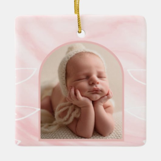 Baby Meisje 1e Gepersonaliseerde Kerstmis Ornament (Voorkant)