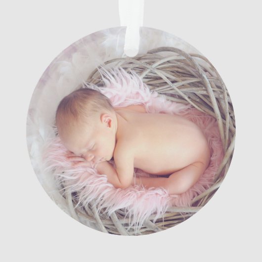 Baby Meisje 1e Kerst Acryl Ornament w / Foto (achterkant)