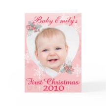 Baby Meisje 1e Kerst Kaart