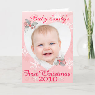 Baby Meisje 1e Kerst Kaart