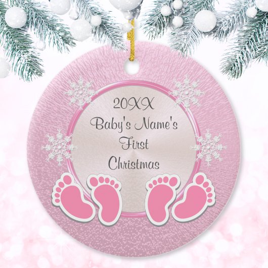 Baby Meisje 1e Kerst Ornament UW FOTO 2 TEKST