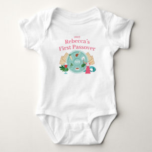 Baby Meisje 1e Pascha Roze Naam Jaar Romper