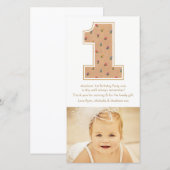  Baby Meisje 1e Verjaardag Dank u PhotoCard Bedankkaart (Voorkant / Achterkant)