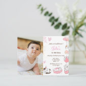 Baby meisje 1e verjaardag foto briefkaart (Staand voorkant)