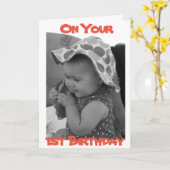 BABY MEISJE **1E VERJAARDAG** KAART (Gele Bloem)