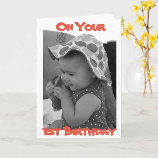 BABY MEISJE **1E VERJAARDAG** KAART (Gele Bloem)