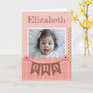 Baby Meisje 1e Verjaardag Roze Scrapbook Kaart
