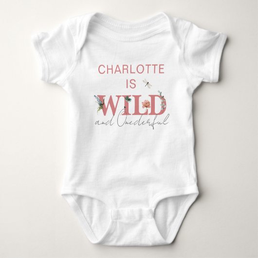 Baby Meisje 1e Verjaardag Wild & Onederful Roze Romper (Voorkant)