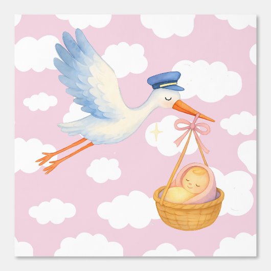 Baby Meisje Aankomst Kwekerij Decor Behang (Voorkant)