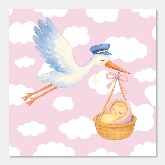 Baby Meisje Aankomst Kwekerij Decor Behang (Voorkant)