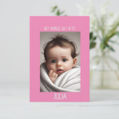 Baby Meisje Aankondiging Kaarten met Foto (Staand voorkant)